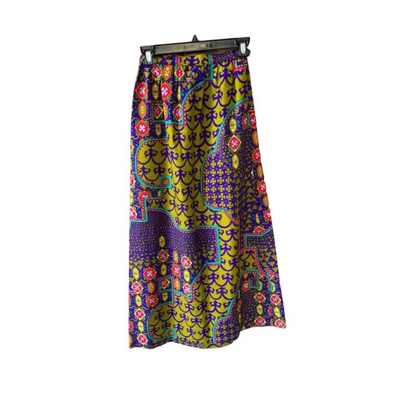FA Chatta Dresses & Skirts - FA Chatta Womens Size 8 Maxi Print Skirt Colorful Back Zip Purple Orange Vintage